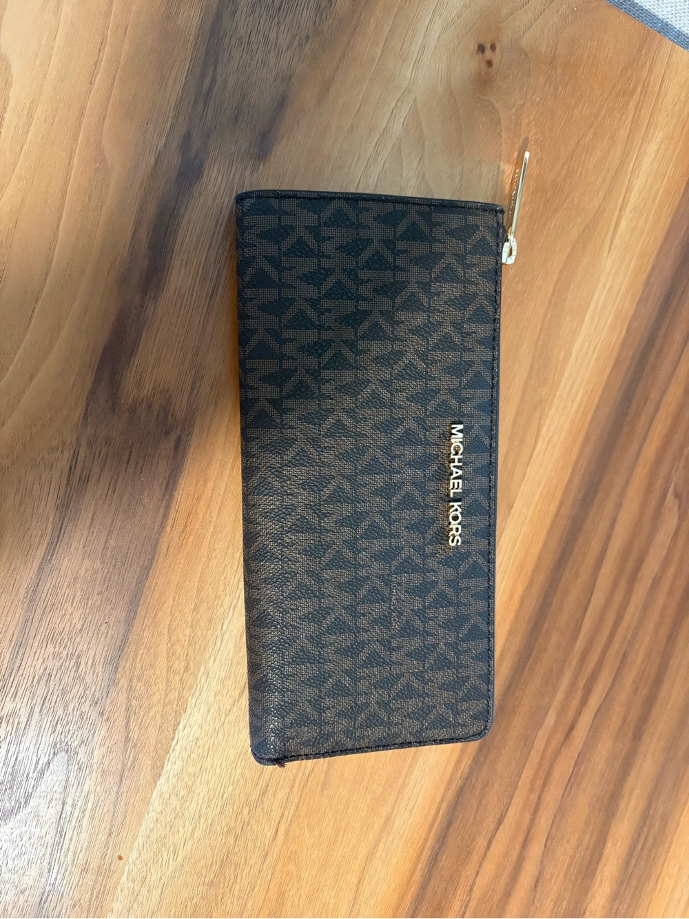 Michael Kors Brown Signature Zip Wallet